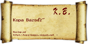 Kopa Bazsó névjegykártya
